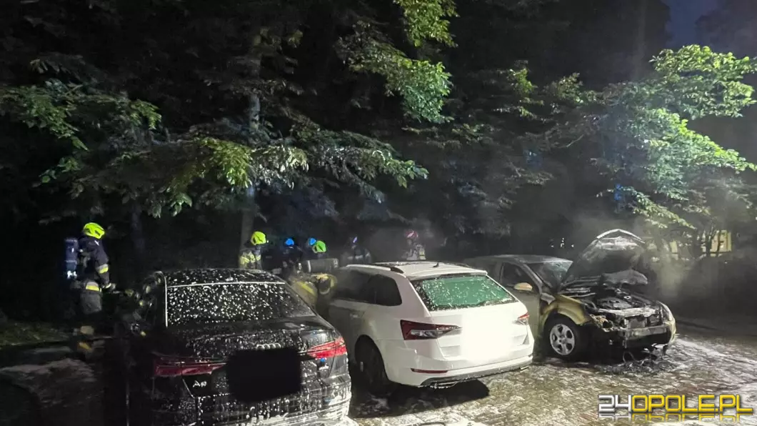 Pożar 3 samochodów osobowych w Kędzierzynie-Koźlu. Podpalacz zostawił ślady