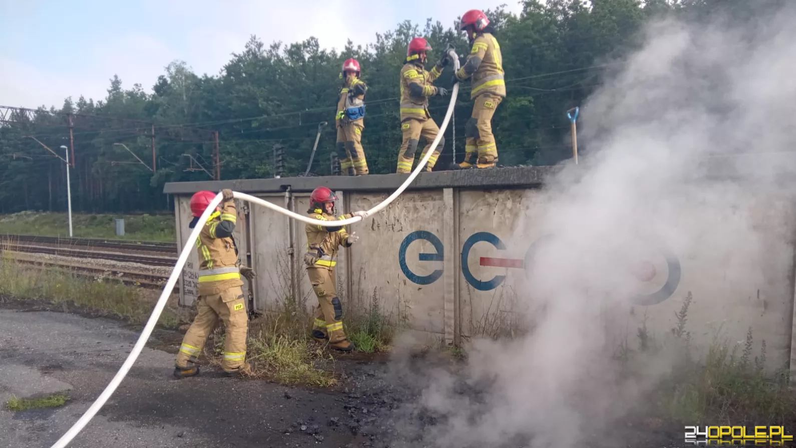 Pożar miału w składzie towarowym w gminie Kluczbork