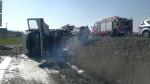 Ciężarówka ze żwirem przewróciła się na obwodnicy Opola