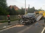 Czołowe zderzenie w Zawadzie, kierowca zasłabł za kierownicą