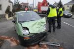 Dostawczy fiat i daewoo matiz zderzyły się na ul. Oleskiej