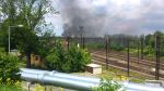 Pożar podkładów kolejowych przy ogródkach działkowych