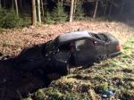 Kierowca audi uderzył w sarnę i dachował