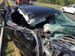 Groźny wypadek na A4. Mazda zderzyła się z ciężarówką.