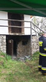 Pożar na jarmarku w bierkowickim skansenie