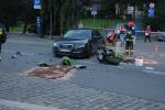 Zderzenie audi z motocyklem na Piastowskiej