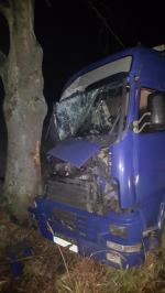 Tirem wjechał w drzewo. Dostał mandat i zablokował ulicę na kilkanaście godzin