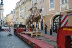 Na rynek wjechał pomnik księcia Kazimierza I Opolskiego, trwają przymiarki