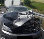 Zderzenie osobówki i samochodu dostawczego na DK40