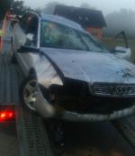 Wracał pijany z dyskoteki, swoją podróż zakończył dachując