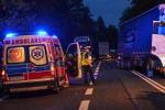 Zablokowana DK 46 po zderzeniu trzech samochodów ciężarowych