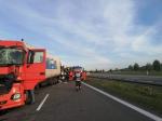 4 samochody ciężarowe zderzyły się na A4 w powiecie strzeleckim