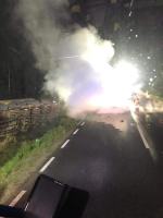 Śmierć na miejscu po czołowym zderzeniu i pożarze. Wypadek w Zawadzkiem