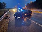 Kierowca BMW uderzył w bariery na nitce a4 w kierunku Wrocławia