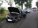 Czołowe zderzenie pojazdów w gminie Baborów. Dwie osoby zostały ranne