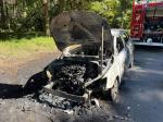 Samochód osobowy w ogniu. Akcja strażaków na trasie Zawadzkie - Kolonowskie