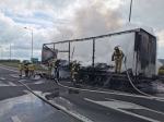 Pożar naczepy ciężarówki w gminie Dobrodzień