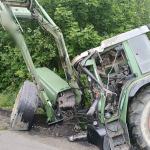 Traktor uszkodził most w miejscowości Jędrynie