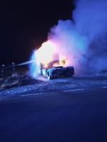 Pożar ciężarówki między Zimnicami Wielkimi a Prószkowem. Droga była częściowo zablokowana