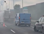 Samochód ciężarowy zapalił się na obwodnicy Opola