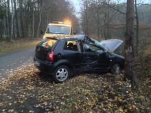 Kierowca volkswagena uderzył w drzewo