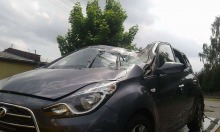 Na samochód spadło drzewo. Ranny kierowca