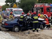 Czołowe zderzenie na ulicy Bohaterów Monte Cassino w Opolu