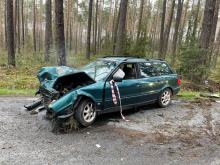 Kierowca Audi uderzył w drzewo i uciekł z miejsca wypadku