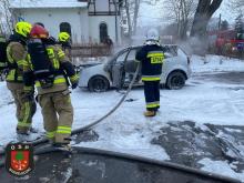 Pożar samochodu w Mosznej