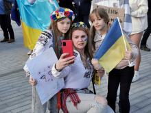 Protest w związku ze zbrodniami Rosjan w Ukrainie