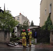 Samochód osobowy wypadł z drogi i uderzył w ogrodzenie posesji
