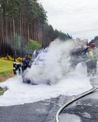 Pożar samochodu na trasie Grodziec-Myślina