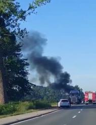 Pożar naczepy samochodowej w Zalesiu Śląskim