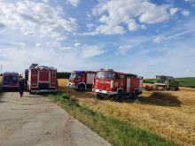 Pożar zboża i poparzony żniwiarz w Starym Ujeździe 