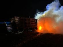 Pożar samochodu dostawczego z przyczepą na autostradzie A4