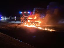 Pożar samochodu osobowego na autostradzie A4
