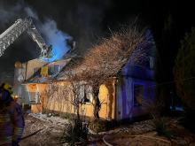 Pożar dachu w budynku jednorodzinnym w Kolnicy