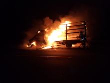 Pożar samochodu dostawczego na autostradzie A4