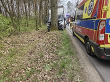 Bus uderzył w drzewo w Masowie. Kierowca trafił do szpitala