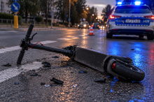 15-latek na hulajnodze zderzył się z rowerzystką. Kobieta trafiła do szpitala