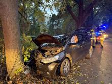29-latek uderzył samochodem w drzewo na trasie Regulice-Bykowice