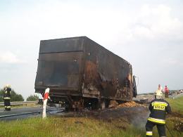 Pożar cięzarówki na A4