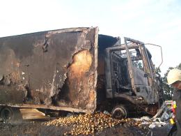 Pożar cięzarówki na A4