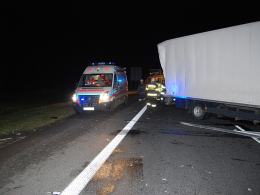 Zderzenie ciężarówek na autostradzie