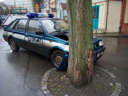 Radiowóz uderzył w drzewo