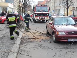 Konar drzewa spadł na samochód