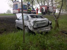 Kierowca vectry wylądował na drzewie