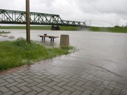 Przystań na opolskiej Pasiece pod wodą.