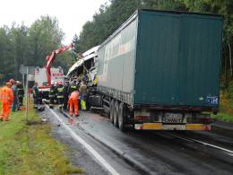 Zderzenie czterech ciężarówek w Malerzowicach