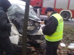 Bus uderzył w drzewo, dwie osoby ranne